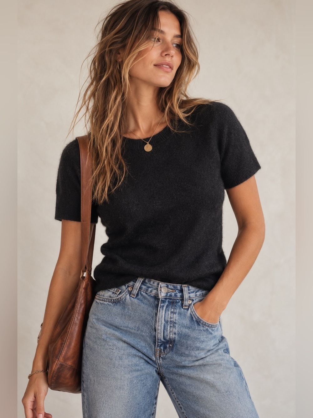 NWT Quince 100% Mongolian Cashmere Tee Black Small